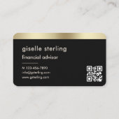 Financial Advisor Black Gold QR Code Visitenkarte (Rückseite)