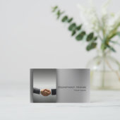 Financial Advisor Corporate Hand Shake Grey Card Visitenkarte (Stehend Vorderseite)