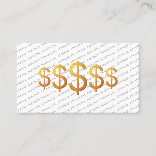 Financial Advisor Dollar Symbol Money Management Visitenkarte (Vorderseite)