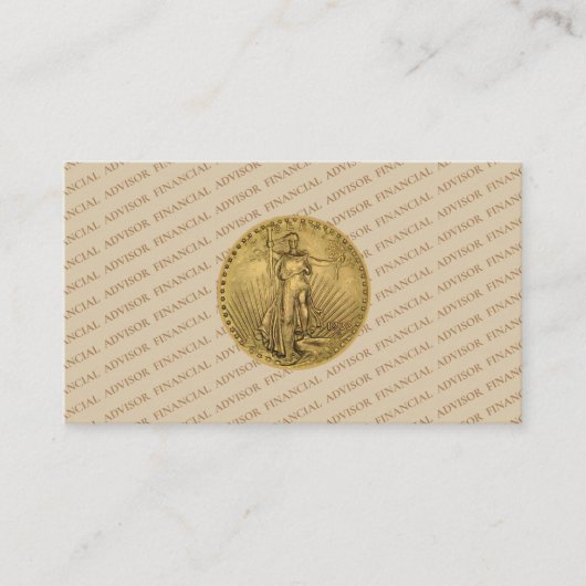 Financial Advisor Gold Coin Money Management Pro Visitenkarte (Vorderseite)