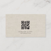 Financial Advisor Luxury Neutral Linen QR Code Visitenkarte (Rückseite)