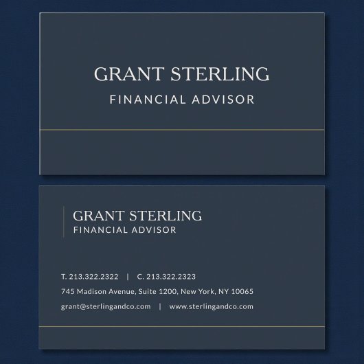 Financial Advisor Navy Blue Professional Visitenkarte