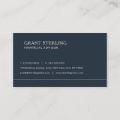 Financial Advisor Navy Blue Professional Visitenkarte (Rückseite)
