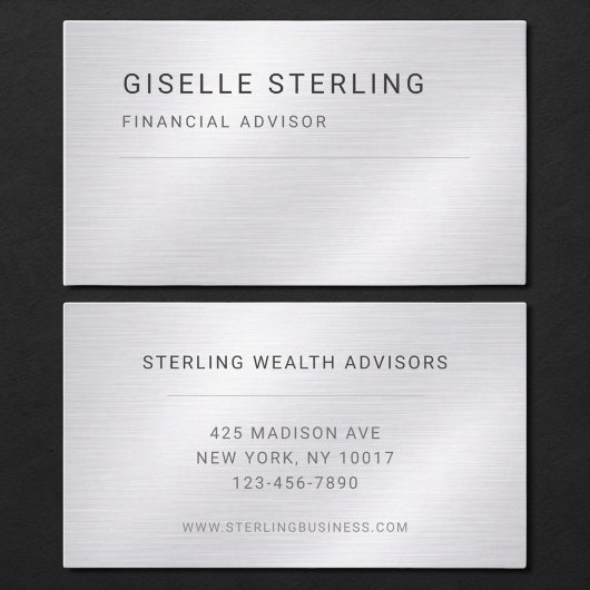 Financial Advisor Silver Metallic Professional Visitenkarte