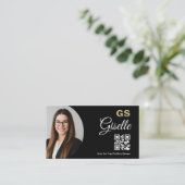Financial Agent Black Gold Foto QR-Code Visitenkarte (Stehend Vorderseite)