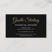 Financial Agent Black Gold Foto QR-Code Visitenkarte (Rückseite)