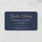 Financial Agent Photo QR Code Navy Blue Gold  Visitenkarte (Rückseite)