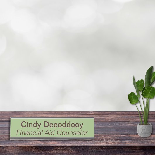 Financial Aid Counselor Sage Green Schreibtischnamensplakette