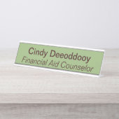 Financial Aid Counselor Sage Green Schreibtischnamensplakette (Vorderseite )