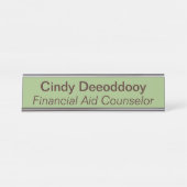 Financial Aid Counselor Sage Green Schreibtischnamensplakette (Vorderseite )