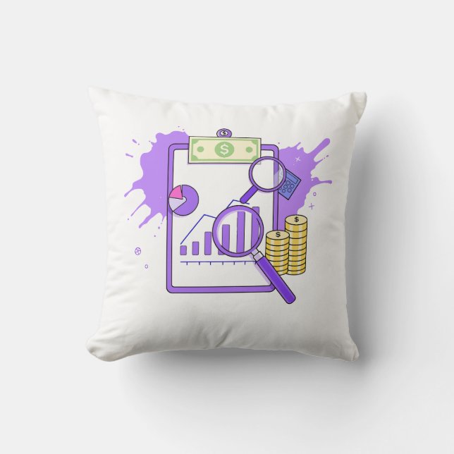 Financial Analysis Report Money Magnifying Glass Kissen (Vorderseite)