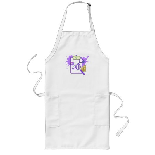 Financial Analysis Report Money Magnifying Glass Lange Schürze (Vorne)