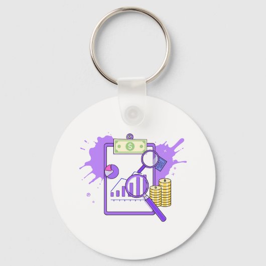 Financial Analysis Report Money Magnifying Glass Schlüsselanhänger (Vorderseite)