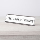 Finanz First Lady Funny Female Accountant CFO Schreibtischnamensplakette (Vorderseite )