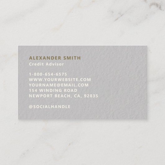 Finanz-Imitat mit Gold Moderne Beruflich Visitenkarte (Rückseite)