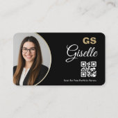 Finanzagent QR-Code Foto Schwarz Gold Visitenkarte (Vorderseite)