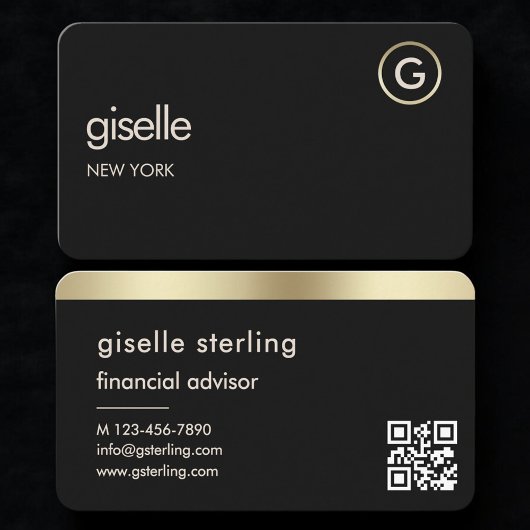 Finanzberater Black Gold QR Code Visitenkarte