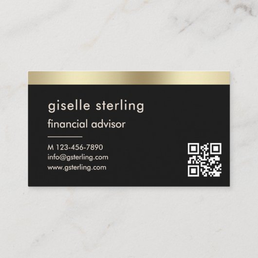 Finanzberater Black QR Code Gold Foil Visitenkarte (Rückseite)