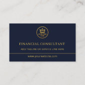 Finanzberater Blau Gold Logo QR Code Visitenkarte (Vorderseite)