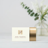 Finanzberater Gold Monogram Business Card Visitenkarte (Stehend Vorderseite)