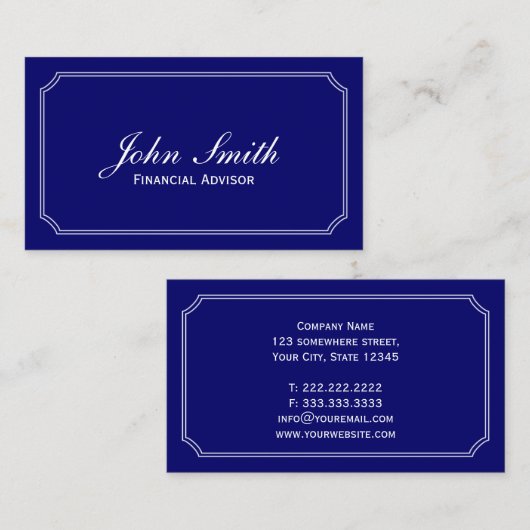 Finanzberater-klassischer blauer Berater Visitenkarte (Vorne/Hinten)