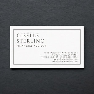 Finanzberater Luxus Minimalist Schwarz Weiß Visitenkarte