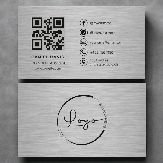 Finanzberater Metall-QR-Code Visitenkarte