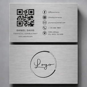 Finanzberater Metall QR-Code Visitenkarte