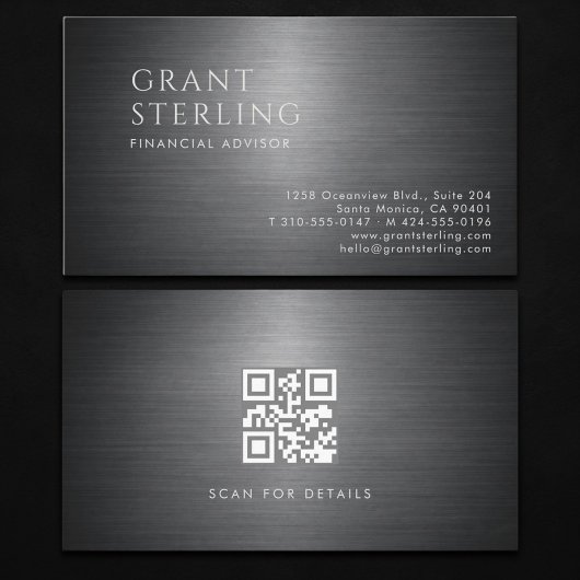 Finanzberater Metallischer QR-Code Visitenkarte