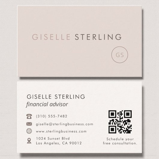 Finanzberater QR Code Blush Pink Luxus Visitenkarte