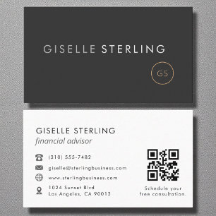 Finanzberater QR Code Minimalistisch Luxusschwarz Visitenkarte
