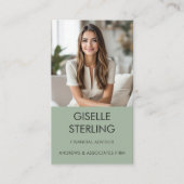 Finanzberater Sage Green Beruflich Foto Visitenkarte (Vorderseite)