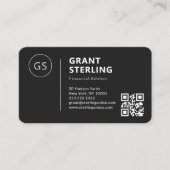 Finanzberater Schwarzes Logo QR-Code Professional Visitenkarte (Vorderseite)