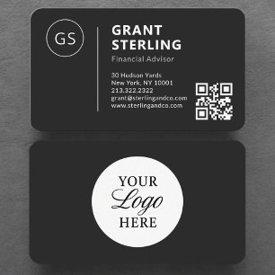 Finanzberater Schwarzes Logo QR-Code Professional Visitenkarte