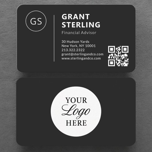 Finanzberater Schwarzes Logo QR-Code Professional Visitenkarte