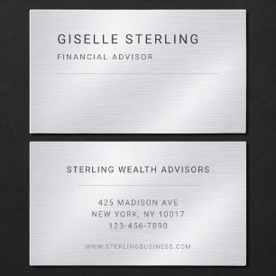 Finanzberater Silver Metallic Professional Visitenkarte