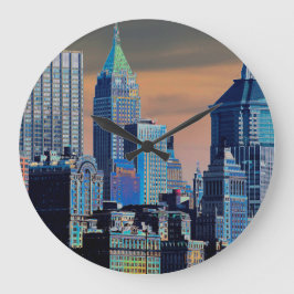  Finanzbezirk Lower Manhattan Poster Große Wanduhr