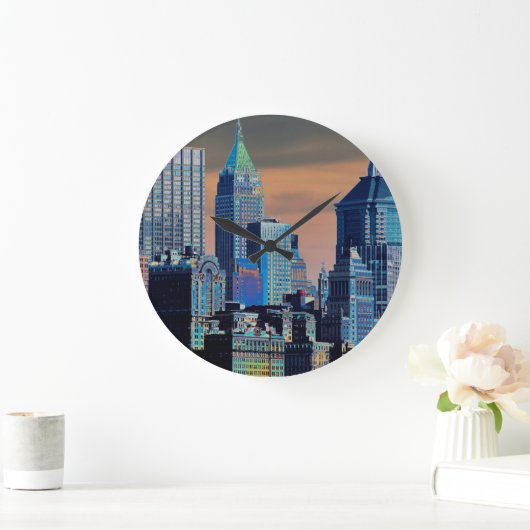 Finanzbezirk Lower Manhattan Poster Große Wanduhr (Zuhause)