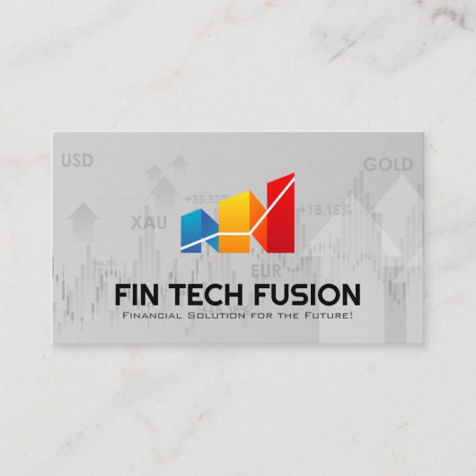 Finanzdiagramm | AI-Tech | Datenanalyse Visitenkarte (Vorderseite)