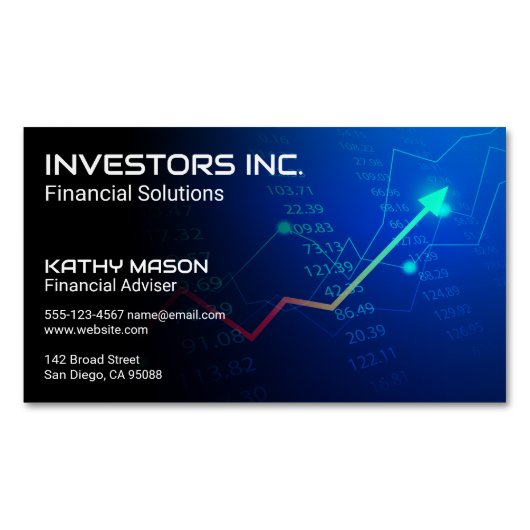 Finanzdiagramm und Zahlen Magnetische Visitenkarte (Vorderseite)