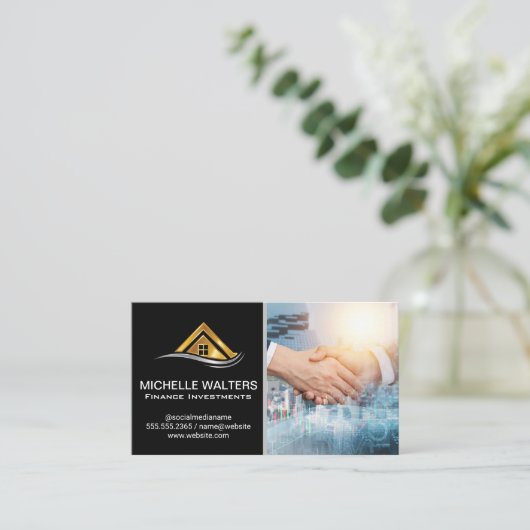 Finanzdiagramme | Eigenschaft | Hände schütteln Visitenkarte (Stehend Vorderseite)