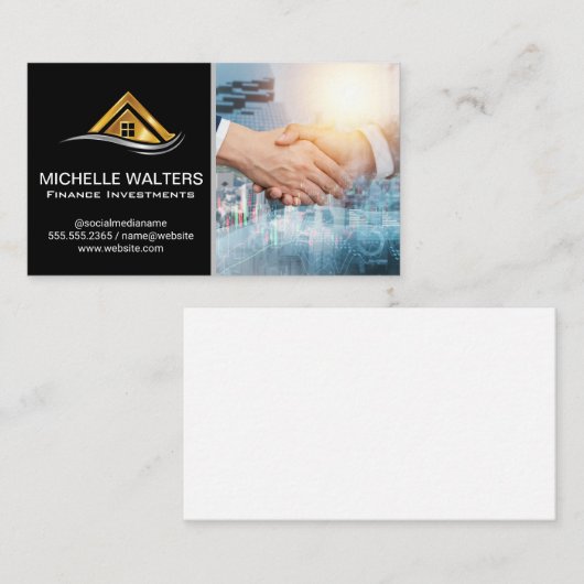 Finanzdiagramme | Eigenschaft | Hände schütteln Visitenkarte (Vorne/Hinten)