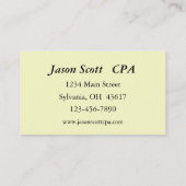 Finanzen Visitenkarte (Rückseite)