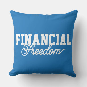 Finanzielle Freiheit Typografie Blau FFS Kissen