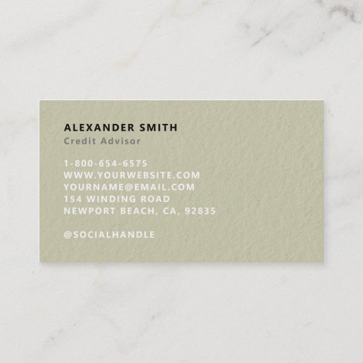 Finanzielle Imitat mit Monogramm-Embossed Beruflic Visitenkarte (Rückseite)