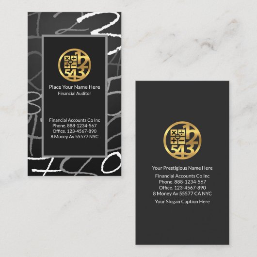 Finanzieller Rahmen für Zahlen Visitenkarte (Vorne/Hinten)