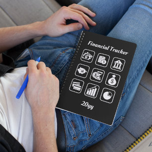 Finanzieller Tracker weiß und schwarz Notizblock