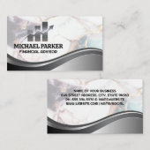 Finanzielles Logo | Farbiger Marmor | Metallisch Visitenkarte (Vorne/Hinten)