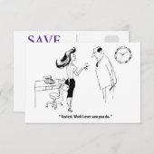 Finanzierung am Arbeitsplatz, lustig Vintag Save The Date (Vorne/Hinten)