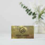 Finanzlogo | Gold Hintergrund | Skyline Visitenkarte (Stehend Vorderseite)